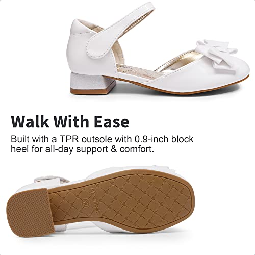 DREAM PAIRS Little Girls Low Heel Ballet Flats Wedding Party Dress Shoes,SDFL2314K-E,White,11 UK Child/30 (EUR)