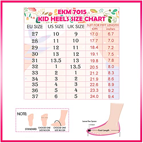 EIGHT KM Girls High Heel Dress Shoes Mary Jane Princess Wedding Party Pump Shoes EKM7015 Shiny Sequins Mermaid Pearl Pink 13.5 UK Little Kid