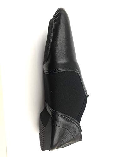 Jazz Shoes Slip On Jazz Dance Shoes Soft Leather Split Sole, Rubller Heel Neoprene Jazz and Modern Stage Shoes (Size 12 Kids, Black)