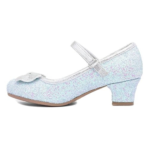 Lilley Sparkle Lacey Kids Light Blue Glitter Heel - Size 12 Child UK - Blue