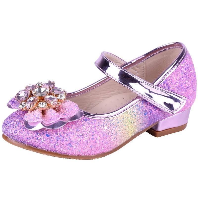 Girls Sequin Shoes Toddler Princess High Heel Shoes Cosplay Party Pumps Wedding Birthday Dress Shoes Size 10 UK Child,Pink