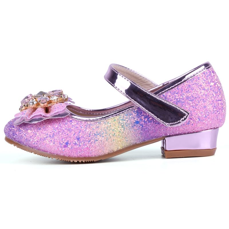 Girls Sequin Shoes Toddler Princess High Heel Shoes Cosplay Party Pumps Wedding Birthday Dress Shoes Size 10 UK Child,Pink