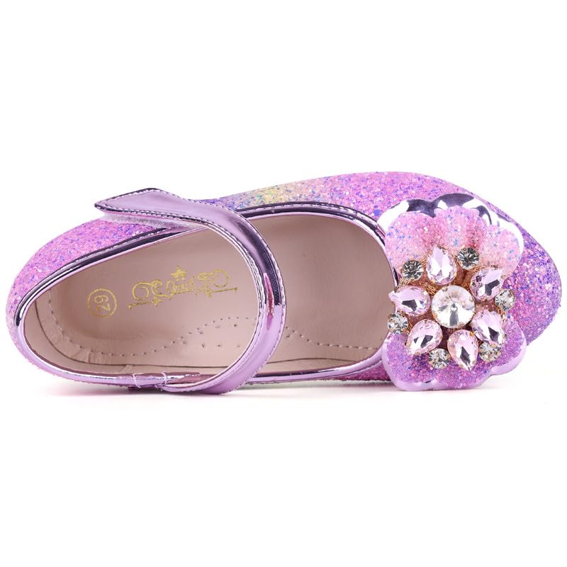Girls Sequin Shoes Toddler Princess High Heel Shoes Cosplay Party Pumps Wedding Birthday Dress Shoes Size 10 UK Child,Pink