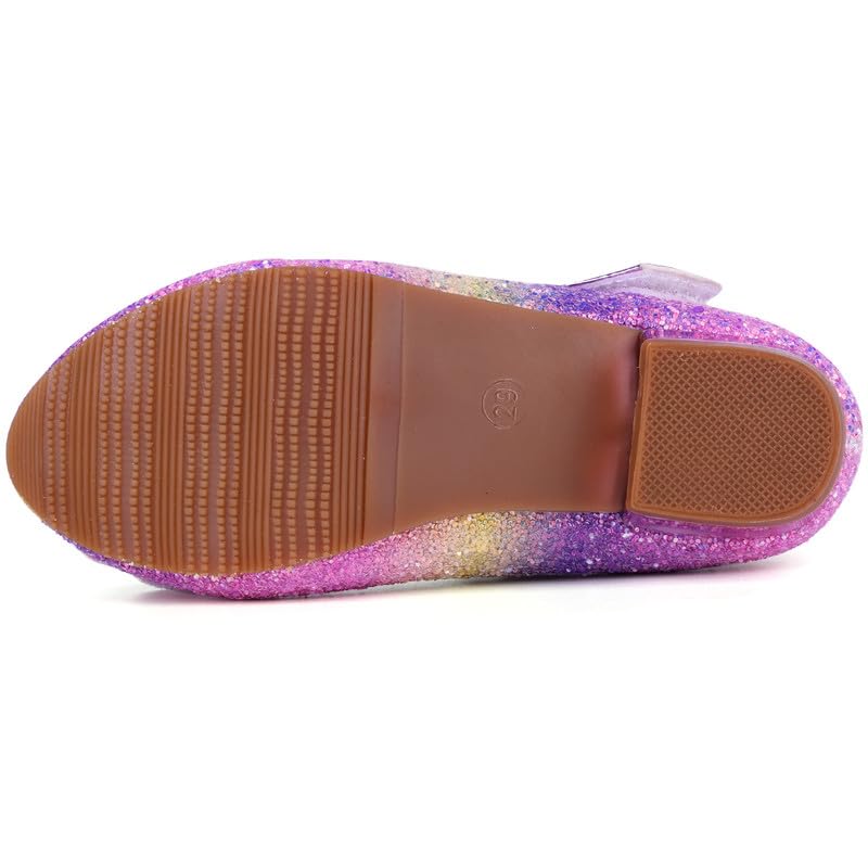 Girls Sequin Shoes Toddler Princess High Heel Shoes Cosplay Party Pumps Wedding Birthday Dress Shoes Size 10 UK Child,Pink