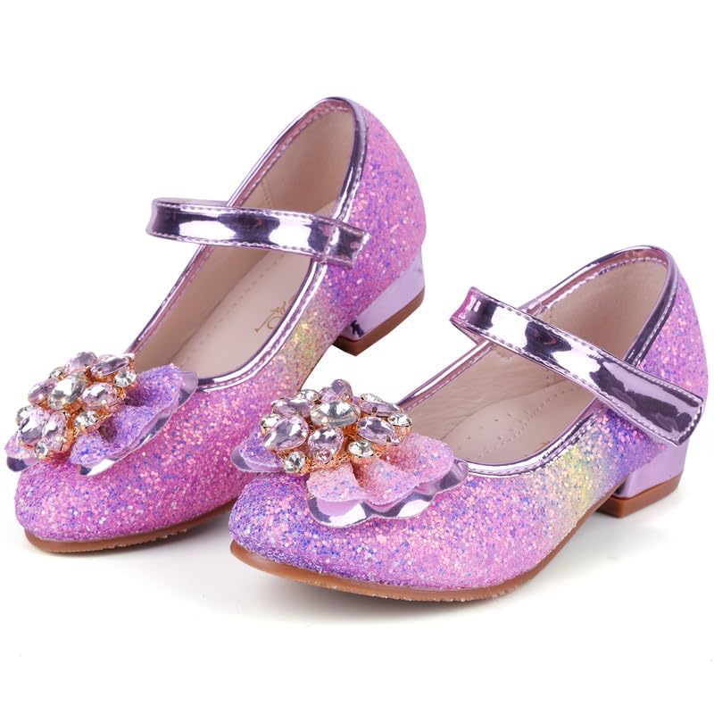 Girls Sequin Shoes Toddler Princess High Heel Shoes Cosplay Party Pumps Wedding Birthday Dress Shoes Size 10 UK Child,Pink