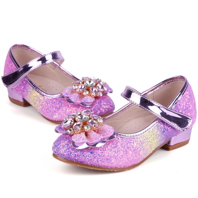 Girls Sequin Shoes Toddler Princess High Heel Shoes Cosplay Party Pumps Wedding Birthday Dress Shoes Size 10 UK Child,Pink