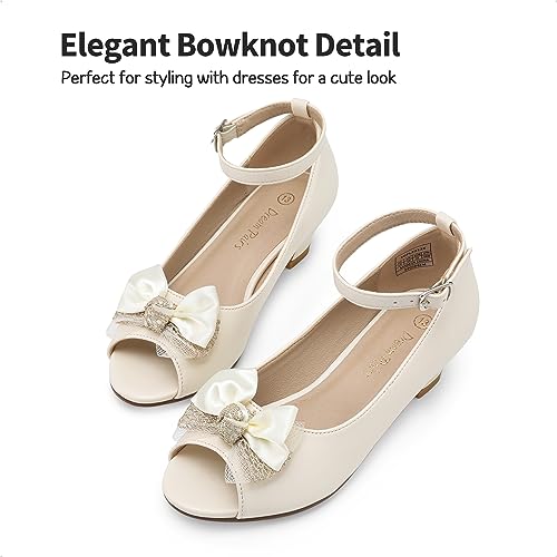 DREAM PAIRS Girls Dress Shoes Wedding Party Flower Open-Toe Low Heel Princess Shoes SDFL2212K Ivory,Size 10 US Toddler/9 UK Child