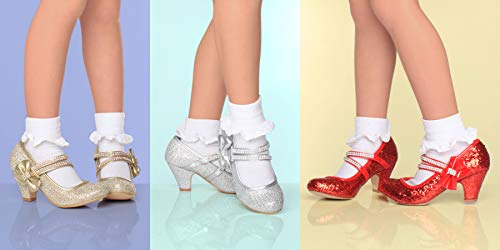 Ajvani Girls Kids Childrens Low Heel Bridesmaid Party Formal Evening Shoes, 12 UK Child, Red Patent Bow