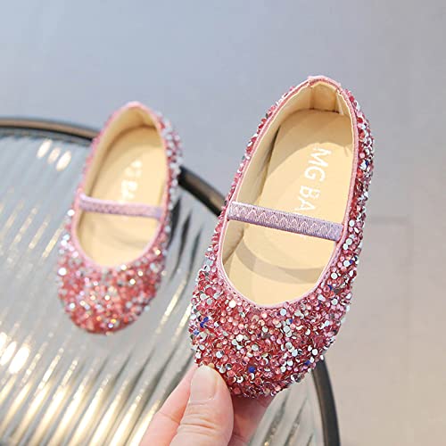 HAOLEI Toddler Girls Princess Dress Shoes Sequins Mary Jane Wedding Party Bridesmaids Low Heels Dance Birthday Sandals Special Occasion Shoes Ballet Flats Shoes UK Child 1-11 Years