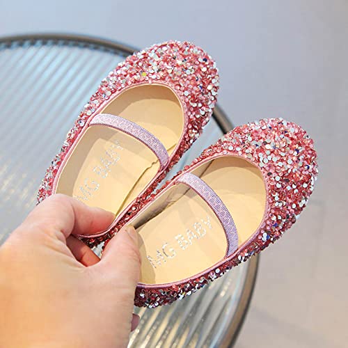 HAOLEI Toddler Girls Princess Dress Shoes Sequins Mary Jane Wedding Party Bridesmaids Low Heels Dance Birthday Sandals Special Occasion Shoes Ballet Flats Shoes UK Child 1-11 Years
