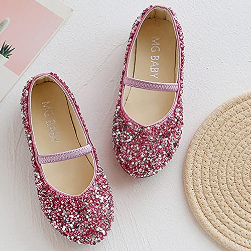 HAOLEI Toddler Girls Princess Dress Shoes Sequins Mary Jane Wedding Party Bridesmaids Low Heels Dance Birthday Sandals Special Occasion Shoes Ballet Flats Shoes UK Child 1-11 Years