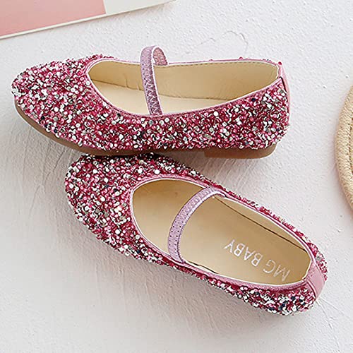 HAOLEI Toddler Girls Princess Dress Shoes Sequins Mary Jane Wedding Party Bridesmaids Low Heels Dance Birthday Sandals Special Occasion Shoes Ballet Flats Shoes UK Child 1-11 Years
