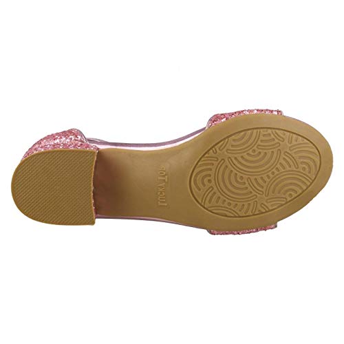 Spot On Girls Mid Heel Glitter Sandals H1107 - Pink Glitter - UK Size 13 - EU Size 32 - US Size 1