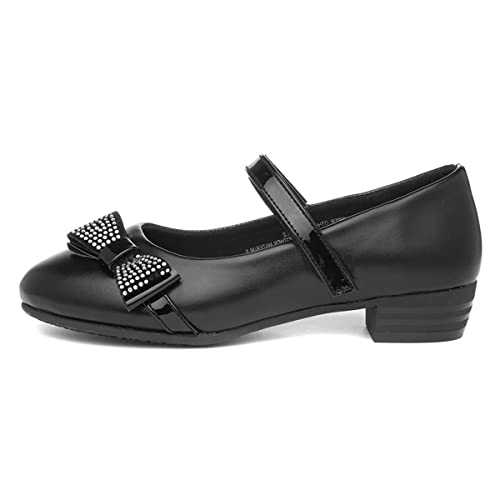 Lilley Girls Black Bow Heeled School Shoe - Size 13 Child UK - Black