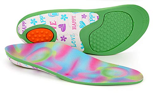 Kids Orthotic Insoles Shoe Inserts with Perfect Arch Support for Flat Feet Pronation Plantar Fasciitis Pain Relief, Lightweight Breathable & Shock Absorbing Replacement Insoles for Children