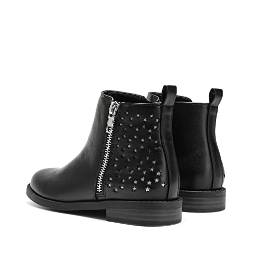 DREAM PAIRS Girls Side Zipper Low Heels Ankle Boots,SDBO2221K,BLACK/PU,11 UK Child/12 US Little Kid
