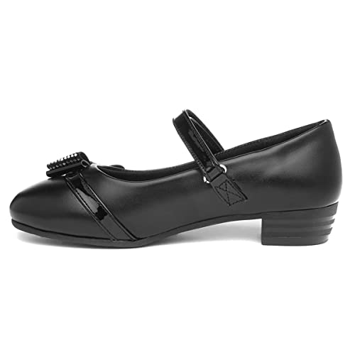 Lilley Girls Black Bow Heeled School Shoe - Size 13 Child UK - Black