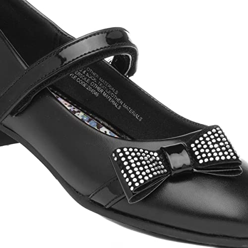 Lilley Girls Black Bow Heeled School Shoe - Size 13 Child UK - Black
