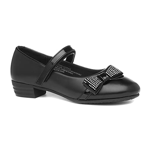 Lilley Girls Black Bow Heeled School Shoe - Size 13 Child UK - Black