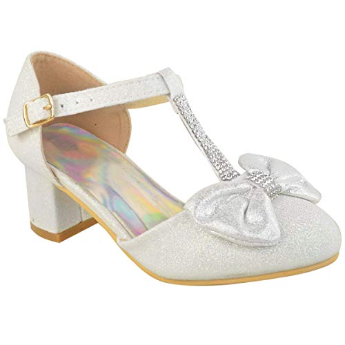 Fashion Thirsty Girls Kids Childrens Party Sandals Diamante Wedding Low Heel Shoes Dance Size