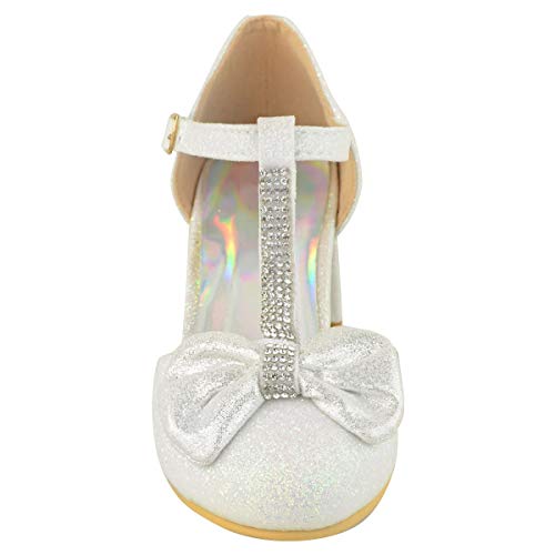 Fashion Thirsty Girls Kids Childrens Party Sandals Diamante Wedding Low Heel Shoes Dance Size