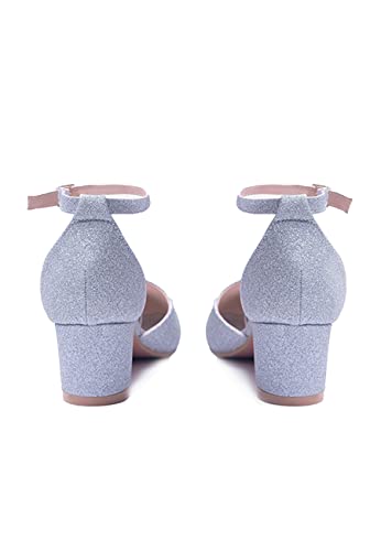 Fashion Thirsty Girls Kids Childrens Low Block Heels Diamante Wedding Party Shoes Bridesmaid Evening Occasion Comfort Heeled Glitter Strappy Dress Sandals Shoes