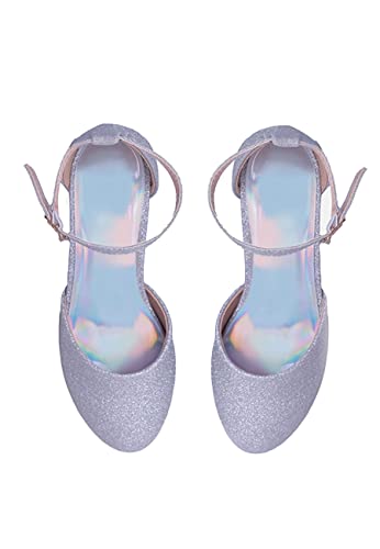 Fashion Thirsty Girls Kids Childrens Low Block Heels Diamante Wedding Party Shoes Bridesmaid Evening Occasion Comfort Heeled Glitter Strappy Dress Sandals Shoes