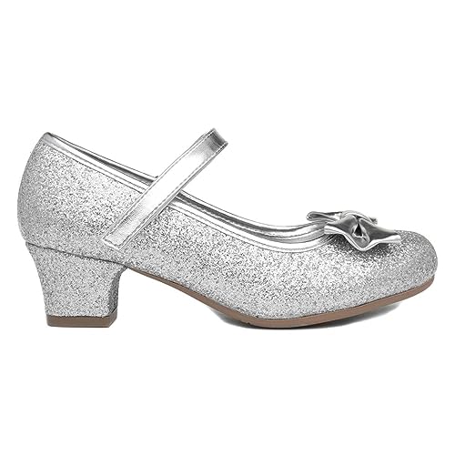 Lilley Sparkle Lacey Girls Silver Glitter Heel - Size 10 Child UK - Silver