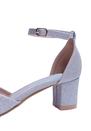 Fashion Thirsty Girls Kids Childrens Low Block Heels Diamante Wedding Party Shoes Bridesmaid Evening Occasion Comfort Heeled Glitter Strappy Dress Sandals Shoes