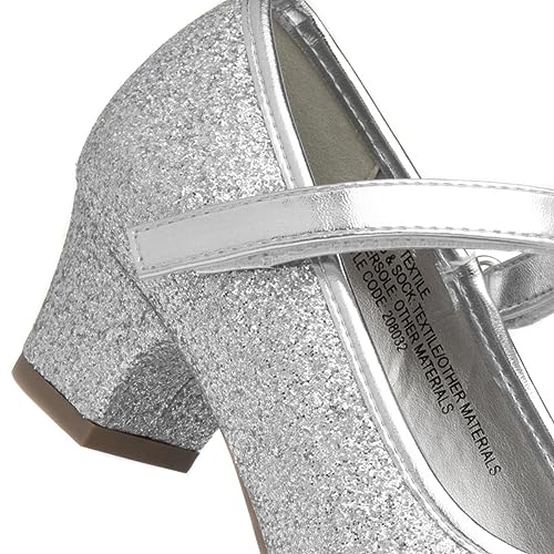 Lilley Sparkle Lacey Girls Silver Glitter Heel - Size 10 Child UK - Silver