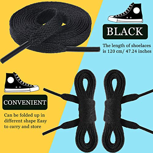 WILLBOND 2 Pairs Flat Shoelaces Trainer Shoelaces Replacements Athletic Shoe Laces for Sports Shoes, Casual Shoes Adults or Kids, Black