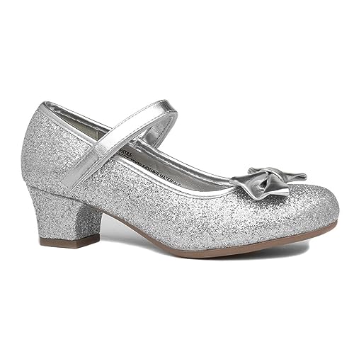 Lilley Sparkle Lacey Girls Silver Glitter Heel - Size 10 Child UK - Silver