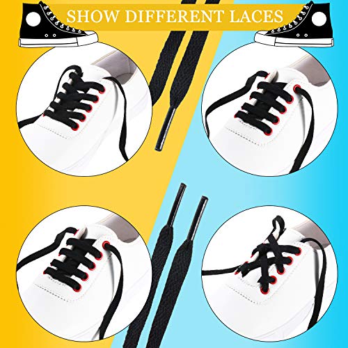 WILLBOND 2 Pairs Flat Shoelaces Trainer Shoelaces Replacements Athletic Shoe Laces for Sports Shoes, Casual Shoes Adults or Kids, Black