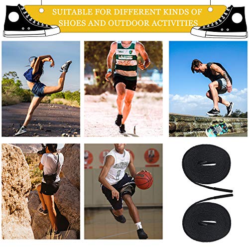 WILLBOND 2 Pairs Flat Shoelaces Trainer Shoelaces Replacements Athletic Shoe Laces for Sports Shoes, Casual Shoes Adults or Kids, Black