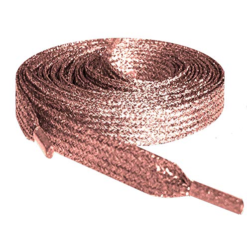 47" / 120cm Rose Gold Flat Metallic Sparkle Glitter Smart Laces® Shoe laces, Ideal Shoelaces for Kids Girls Childrens & Womens Trainers