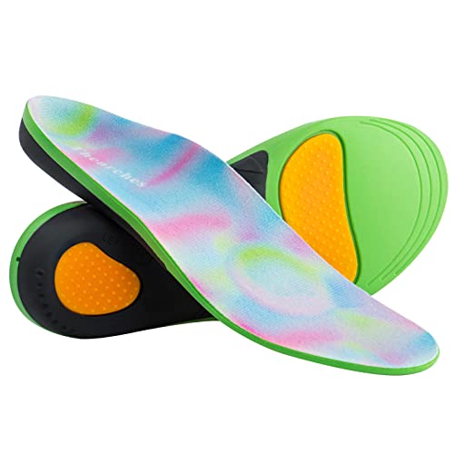 Kids Orthotic Insoles Arch Support Shoe Inserts, Deep Heel Cup Inner Sole Flat Feet, Plantar Fasciitis, Over Pronation, Foot Arch Heel Pain Relief, Active Children Shock Absorbing Sport Insoles
