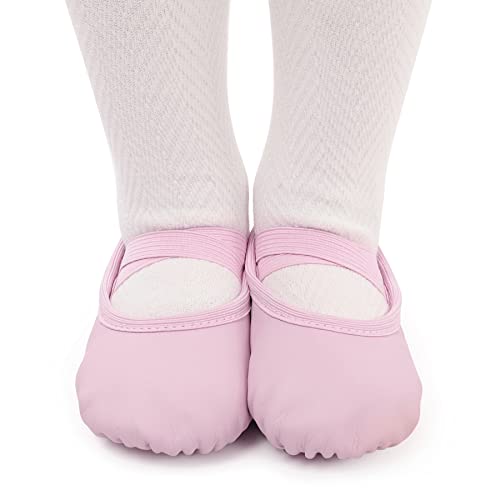 Ballet Shoes for Girls Leather Ballet Dance Slipper Full Leather Sole Ballet Flats for Kids Toddler Child Women Adults Pink Size 10UK child-EU28