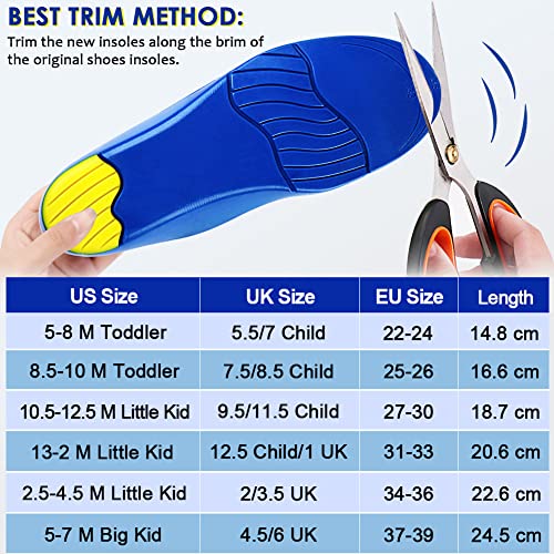ROCKTAKIN Kids Arch Support Shoe Inserts, Children Orthotics Shoe Insoles with PU Foam Cushioning for Flat feet, Plantar Fasciitis, Feet Heel Pain Relief