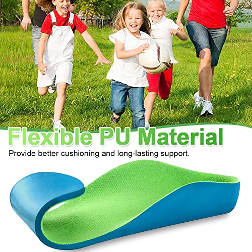 Ailaka Kids Orthotic Arch Support Shoe Insoles, Children PU Foam Cushioning Inserts for Flat feet, Plantar Fasciitis, Feet Heel Pain Relief, 1/2.5 UK, Green
