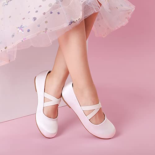 DREAM PAIRS Girls Party Ballet Shoes Mary Jane Strap Flat White Size 11 US Little Kid / 10 Child UK Angie-2