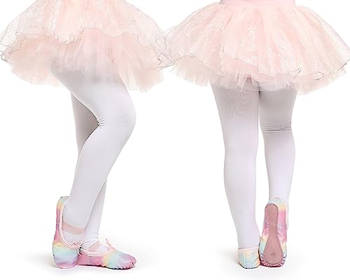 Ballet Shoes for Girls Glitter Ballet Dance Shoes Leather Dance Slippers Full Sole Ballet Dance Flats for Childrens Kids Toddler for Dance Performance Gymnastics Pink 7 Little Kid
