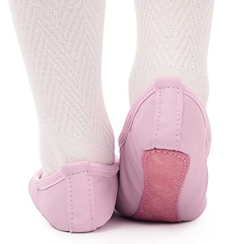 Ballet Shoes for Girls Leather Ballet Dance Slipper Full Leather Sole Ballet Flats for Kids Toddler Child Women Adults Pink Size 10UK child-EU28
