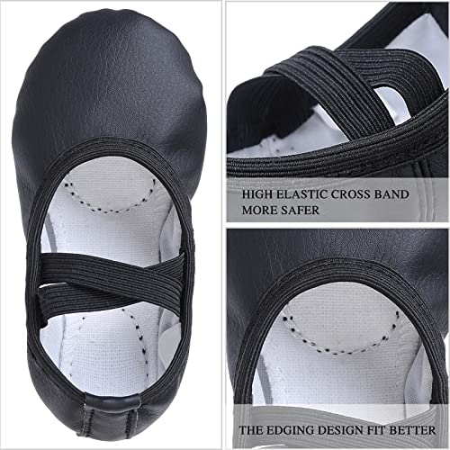 Ballet Shoes for Girls Split Sole Dance Flats Leather Ballet Slippers Gymnastics Shoes for Kids Toddlers Women Adults Black 2 UK