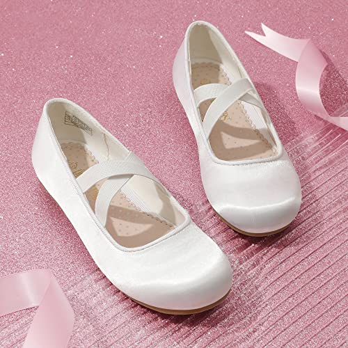 DREAM PAIRS Girls Party Ballet Shoes Mary Jane Strap Flat White Size 11 US Little Kid / 10 Child UK Angie-2