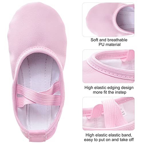 Ballet Shoes for Girls Leather Ballet Dance Slipper Full Leather Sole Ballet Flats for Kids Toddler Child Women Adults Pink Size 10UK child-EU28