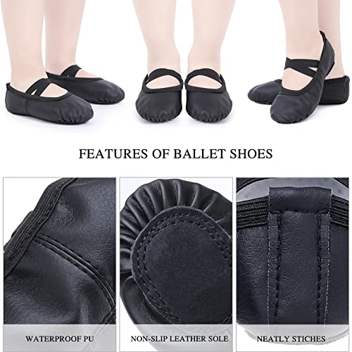 Ballet Shoes for Girls Split Sole Dance Flats Leather Ballet Slippers Gymnastics Shoes for Kids Toddlers Women Adults Black 2 UK