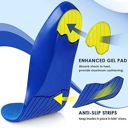ROCKTAKIN Kids Arch Support Shoe Inserts, Children Orthotics Shoe Insoles with PU Foam Cushioning for Flat feet, Plantar Fasciitis, Feet Heel Pain Relief