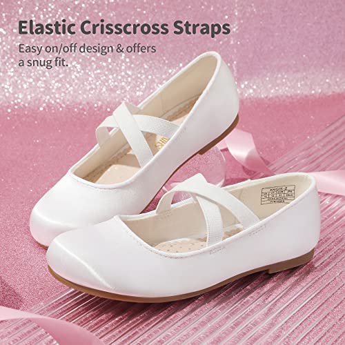 DREAM PAIRS Girls Party Ballet Shoes Mary Jane Strap Flat White Size 11 US Little Kid / 10 Child UK Angie-2