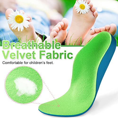 Ailaka Kids Orthotic Arch Support Shoe Insoles, Children PU Foam Cushioning Inserts for Flat feet, Plantar Fasciitis, Feet Heel Pain Relief, 1/2.5 UK, Green