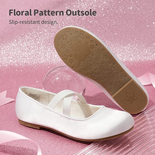 DREAM PAIRS Girls Party Ballet Shoes Mary Jane Strap Flat White Size 11 US Little Kid / 10 Child UK Angie-2